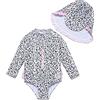 BONVERANO Costume Intero Bambina Manica Lunga Protezione UV 50+ con Cuffia(Bianco-Bianco,9-12m)…