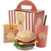 WOOD 'N' PLAY Set Gioco Hamburger con Bibita e Patatine per Bambini