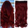 TESS Extension Capelli Clip Ondulato 60 cm, Extension Clip Rosso Scuro Extension con Clip 1 PC 5 Clips 120g Extension Capelli