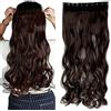 TESS Extension Capelli Clip Ondulato 60 cm, Extension Clip Marrone Medio Extension con Clip 1 PC 5 Clips 120g Extension Capelli