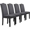 Yaheetech Set 4 Sedie da Pranzo Imbottite, Gambe Legno Massello Schienale | Grigio Scuro, Schienale con Bottoni Imbottiti, Portata 136 kg Caduna, Set da 6 Pezzi Eleganti per Sala da Pranzo Moderna
