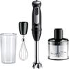 Braun Multiquick5 Pro MQ55236M, MINIPIMER CON 5 ANNI DI ASSISTENZA, Frullatore ad immersione, 25 velocità di lavorazione, Antischizzo, 1000W, 3 accessori, nero