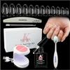 KIANOOL Unghie Finte Corte Con Gel Unghie Kit, 552 Pezzi Tip in Gel Per Unghie Mandorla Con Mini Lampada UV, Colla Per Tip UV 5 In 1, Tips Acrygel Nail Art Kits Ricostruzione