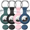 Joremx Impermeabile per Apple AirTag Portachiavi, Silicone Porta per AirTag di 1ª e 2ª Gen, da Attaccare a Chiavi/Valigie/Collari per Cani, 4 Pack (Rosa + Verde + Blu marino + Nero)