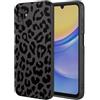 YANJIEER ESONG Leopardato Cover per Samsung Galaxy A15 4G / 5G, Custodia Sottile Silicone Liquido Carina Aesthetic Disegno Print Motivo per Donne Ragazze, Morbida TPU Antiurto Cover Nero
