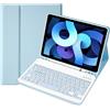 SOPPY Custodia con Tastiera per iPad Air 11 pollici (M3 2025 / M2 2024) e Air 4a/5a Gene e iPad Pro 11 pollici (1a/2a/3a/4a), Cover con Tastiera Staccabile, con Slot per Penna Stilo, Azzurro