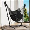 YITAHOME Amaca con supporto, portata massima 150 kg, supporto per amaca con altalena sospesa, 158 x 110 x 140 cm, robusto telaio in acciaio, sedia a dondolo con supporto regolabile per telefono, per