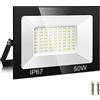 PPSSOHU Faretto LED da Esterno 50W, 72 Perle Faro LED da Esterno 5000LM 7000K Super Luminoso Bianco Freddo Luce di Sicurezza , IP67 Impermeabile Faretti LED per Giardino, Cortile, Terrazza, Patio, Garage