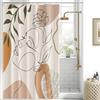 Uiiooazy Tenda Doccia Antimuffa, Tenda da Doccia 150x180cm Boho Style Terracotta Arancia Astratta Foglie Verde Tende da Bagno Tessuto Lavabile Impermeabile Tende per Vasca da Bagno con 10 Anelli