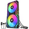 AsiaHorse Ventola per PC 2 in 1,Ventola per PC ARGB da 2 * 120 mm con 48 LED indirizzabili,Ventola del case della CPU con controllo PWM,Ventola di raffreddamento per computer, 800-1800 RPM, Nero
