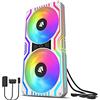 AsiaHorse Ventola per PC 2 in 1,Ventola per PC ARGB da 2 * 120 mm con 48 LED indirizzabili,Ventola del case della CPU con controllo PWM,Ventola di raffreddamento per computer, 800-1800 RPM, Bianco