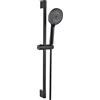 Kibath Barra doccia 70 cm in acciaio inox nero opaco, con supporto regolabile, manerale rotondo e flessibile in acciaio inox.