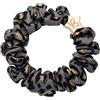 By Eloise London Gold Star Skinny Silk Scrunchie colore Grey Leopard