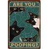 CREATCABIN Black Cat Targa Metallo Are You Pooping Metallo Vintage Retro Art Mural Hanging Iron Painting Poster Targa Animalivertenti Famiglia Decorazioni Parete per Soggiorno Bagno Cafe Decor 20x30cm