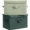 GRANNY SAYS Scatole per Armadio con Coperchio in Tessuto, Set di 2 Scatole Portaoggetti Rigide per Scaffali, Scatola con Coperchio Tessuto, Organizzatori per Vestiti Verde 40 x 26 x 25,5 cm