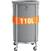 ELYKEN Grande cesto portabiancheria rotondo con ruote, 110 l, grigio