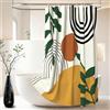 Xiaoterna Sole Linea Tenda da doccia Foglie Sole Linee Arco Tenda da bagno Tenda da doccia astratta Tenda da doccia resistente alla muffa Tessuto impermeabile lavabile in lavatrice 90x180cm
