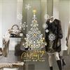kina - UVNT0054 Vetrofanie Natalizie Adesivi Decorazione Vetrine Negozi Trasparente Removibile Riposizionabile - Albero Natale Ing Merry Christmas Buone Feste Happy New Year 135x35 cm