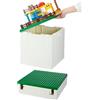 SHIMOYAMA Scatola portaoggetti pieghevole con coperchio della piastra di base per Duplo, cestino impilabile da 25 litri con tavola separata per Lego, contenitore pieghevole da 26 litri, per Lego Duplo