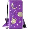 SEHEYA per Samsung Galaxy A71 Cover Libretto Brillantini Star Planet Universo Motivo Custodia PU Pelle Glitter Portafoglio a Libro Donna Flip Case Magnetica Protezione Caso, Viola