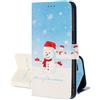 SEHEYA Cover per Oppo A40 4G / A40M / A60 5G Custodia Portafoglio a Libro con Natalizio Pieghevoli Libretto Flip Case 3 Tasche Interne Fibbia Magnetica Protezione Caso, Pupazzo di Neve