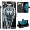 SEHEYA Compatibile con Samsung Galaxy A26 5G Cover a Libro Custodia in Pelle PU con Motivo Portafoglio Flip Case 3 Tasche Interne Fibbia Magnetica Protezione Caso, Lupo Occhi Verde