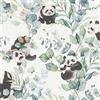 Rasch Carta da parati 301144 - Carta da parati in tessuto non tessuto chiaro con eucalipto e panda in effetto acquerello; carta da parati per cameretta dei bambini, 10,05 m x 0,53 m (lunghezza x