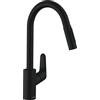 hansgrohe Focus M41 Miscelatore cucina monocomando 240, doccetta estraibile, 2 getti, nero opaco, 31815670