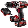 Einhell TE-CD 12/1 Li-i (2x2,0Ah) Trapano a percussione a batteria (12 V, 2 velocità, vel. 1 giri min. 0-400, vel. 2 giri mi. 0-1400, torsione 30 Nm, incl. 2 batterie da 2,0 Ah e caricabatteria)