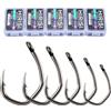 Hirisi Tackle Set di ganci da pesca in acciaio al carbonio rivestito in PTFE, diverse misure, in scatole combinate (50 pezzi per scatola) (FBA-8019-6)