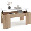 duehome | Tavolino da salotto o sala da pranzo, modello Vita, finitura in colore rovere canadian e bianco artik, dimensioni: 100 cm (lunghezza) x 50 cm (larghezza) x 45-56 cm (altezza)