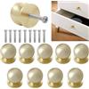 Oruiiju 10 Pezzi Pomolo per Mobili Rotondo, Oro Pomelli per Porta 25mm Maniglia per Armadietto con Viti- per casa, ufficio, armadio da cucina, cassetti e armadi