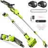 Supstable Potatore Telescopico a Batteria 2 in 1, 8 Pollici Mini Motosega Telescopica con 2×4000 mAh, Motore Brushless con Lubrificazione Automatica, Portata fino a 4,8m per Potatura Alberi e Giardino