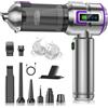 botatio Aspirabriciole Senza Fili, 25000Pa 4-in-1 Aspirapolvere Auto Cordless con Schermo, One-Touch Dust Dump con 3 Velocità Motore Brushless, Mini Aspirapolvere per Casa, Ufficio, Auto, Capelli, Argento