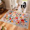 YOSEPATI Zerbino ultra sottile per interni, 91x60 cm, lavabile, per ingresso, a basso profilo, cattura lo sporco, tappeti d'ingresso impermeabili con motivo floreale boho, retro in gomma antiscivolo