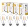 ehomeled Lampadina Edison E27 a LED vintage bianco caldo (2700 K), vetro trasparente e filamento, 806 lumen, 7 W (= 60 W), lampadina a LED retrò, risparmio energetico, ideale per soggiorno, camera da