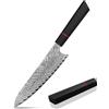 Plys Coltello da Cucina Damasco: Coltello da Chef Giapponese Con Lama da 20 Cm, Anima in Acciaio Vg10 Affilato, 67 Strati di Acciaio Damasco Forgiato, Impugnatura Ottagonale G10, Con Confezione Regalo