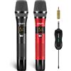 LEKATO Microfono Wireless, UHF Dual Cordless Metal Dynamic Mic System Microfoni e Ricevitore Ricaricabili per Canto Karaoke, Matrimonio, DJ, Party, Discorso, Uso in Classe Chiesa, 160ft
