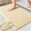 ZALL Tappeto da bagno in gofre beige, superassorbente, antiscivolo, color crema, 45,7 x 76,2 cm, lavabile in lavatrice, con retro in gomma ultra morbido