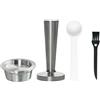 NbgrvB Capsule di caffè ricaricabili in acciaio inox per capsule di caffè A Modo Mio Jolie riutilizzabili con filtro cucchiaio pennello contenitore in metallo (set)