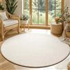 SHACOS Tappeto Camera da Letto Beige, Morbido Tappeti Salotto Moderni, Antiscivolo Tappeto Lavabile in Lavatrice per Cameretta, Cucina, Rug Geometrico Minimalista, 200 x 200 cm Rotonda