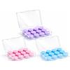 SEASJHBAY Sfera in silicone, tappo per orecchie in silicone, 18 paia, adatto per bambini e adulti, 3 colori inclusi, blu rosa, viola, morbido impermeabile, riutilizzabile, isolamento acustico efficace, comfort