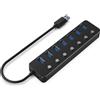 Gembird UHB-U3P7P-01 7-port USB 3.1 (Gen 1) hub with switches black
