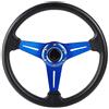 Aramox Volante, Volante da Corsa Sportivo da Corsa per Auto in Pelle PU Universale in Alluminio da 14 Pollici 350 Mm Blu