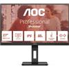 AOC Monitor 27" 4K Ultra HD IPS Nero con Hub USB e Tecnologia Flicker-Free