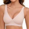 Vijamiy Reggiseni Senza Ferretto Donna Sexy Scollo a V Reggiseno Push Up Imbottito Comfort Seamless Bra con Estensore per Reggiseno(Rosa,M)