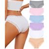 ALL OF SHE 6 Pezzi di Biancheria Intima da Donna in Cotone Brasiliano, Slip in Pizzo Morbido Hipster Sexy Panties Mutande da Donna morbide, Taglie Confezione,S