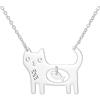 EUEAVAN Collana con gatto per donna Pendente con gattino e pesce in argento Accessori carini con animali Gioielli Amicizia Regalo a tema gatto per gli amanti degli animali domestici (Argento)