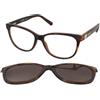 Love Moschino MOL052/CS 086/HA | Occhiali da Vista con Clip da Sole | Plastica | Cat Eye | Marrone, Havana | Adrialenti