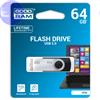 GOODRAM PEN DRIVE 64GB GOODRAM USB 2.0 UTS2 NERA con SWIVEL 20R/5W - UTS2-0640K0R11